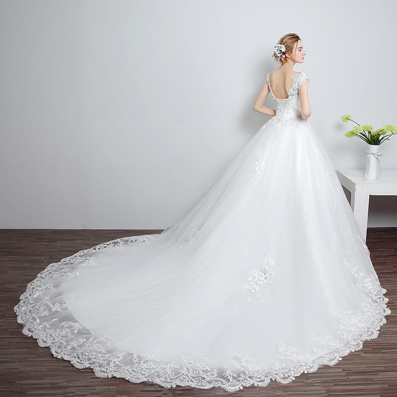 Bride wedding wedding Korean fashion Princess trailing wedding dress  lace strap wedding dress Image 2