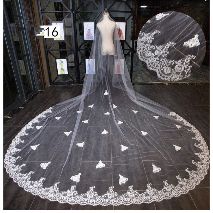 Bridal Wedding Dress Long Tail Luxury Super Fairy Wedding Veil Image 9