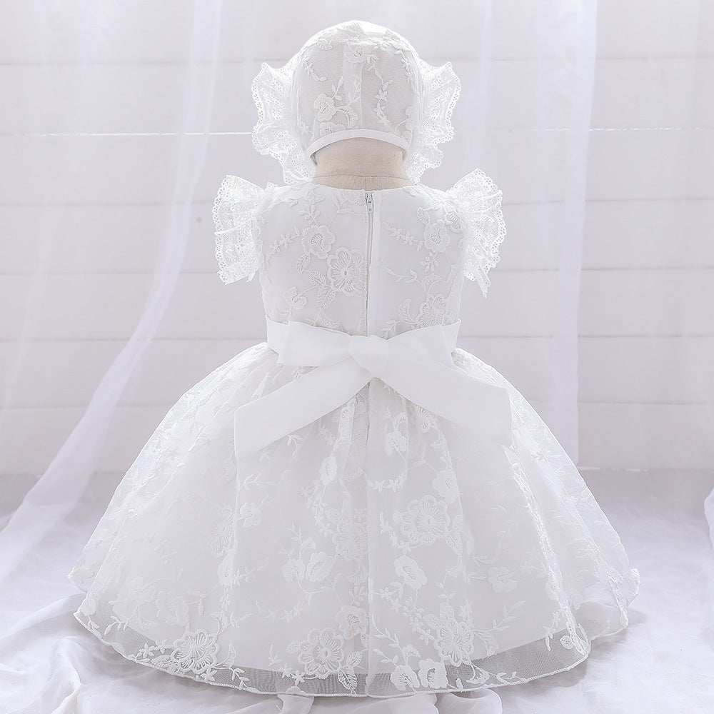 Childrens white wedding princess dress pattern lace Image 2