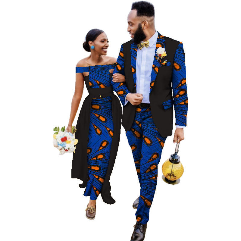 Cotton African Couple Wearing Wedding Dress Suits And Dress Sets Image 4