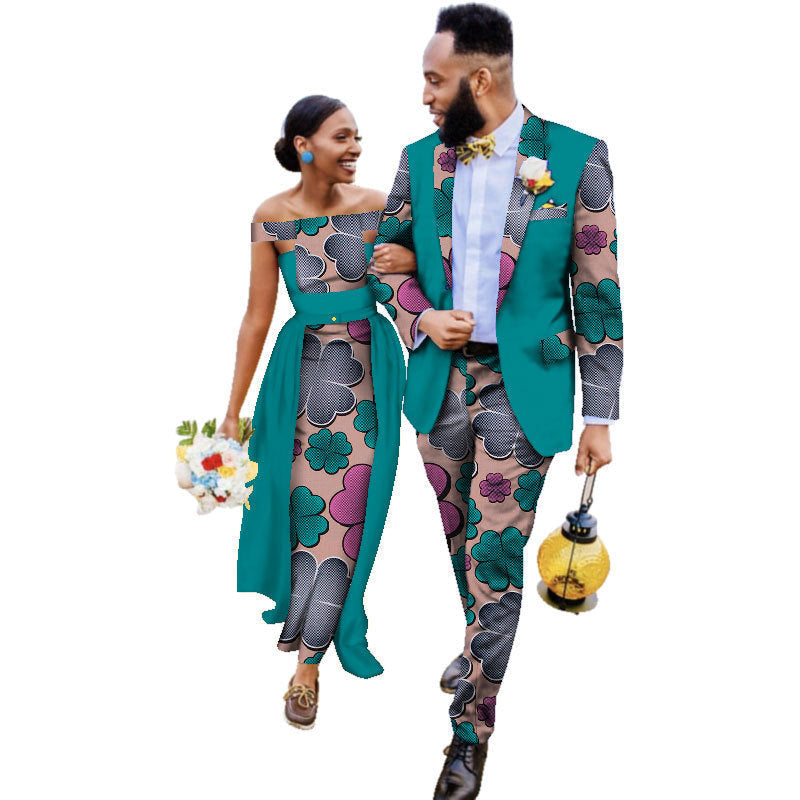 Cotton African Couple Wearing Wedding Dress Suits And Dress Sets Image 4