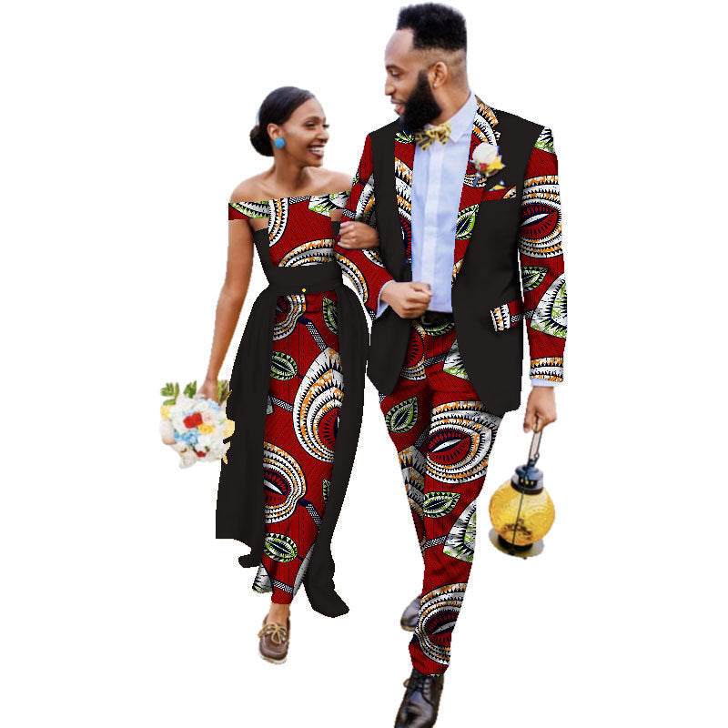 Cotton African Couple Wearing Wedding Dress Suits And Dress Sets Image 7