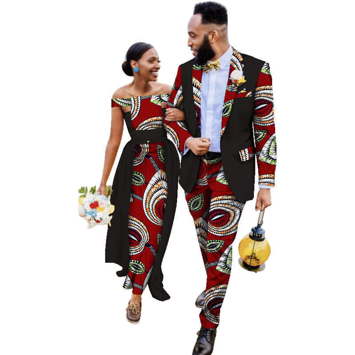 Cotton African Couple Wearing Wedding Dress Suits And Dress Sets Image 1