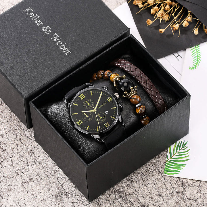 Gift Box Set Mens Quartz Watch Bracelet Fashion Image 4