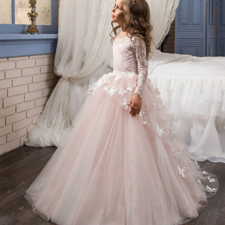 Girls Performance Wedding Long Poached Dress Princess Dress Image 1