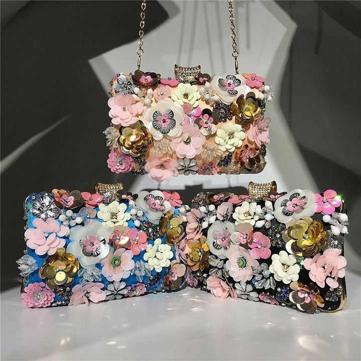 Ladies handmade colorful flower beaded bag Image 1