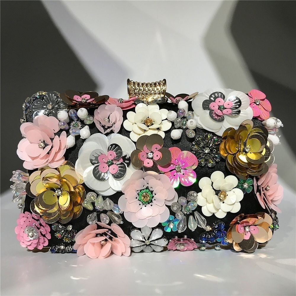 Ladies handmade colorful flower beaded bag Image 2