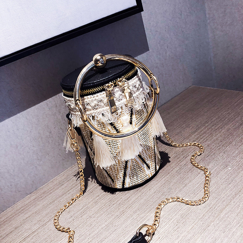 Luxury Handbag Women Bag Designer Retro Weave Feather Tassel lady Shoulder Bag Image 8