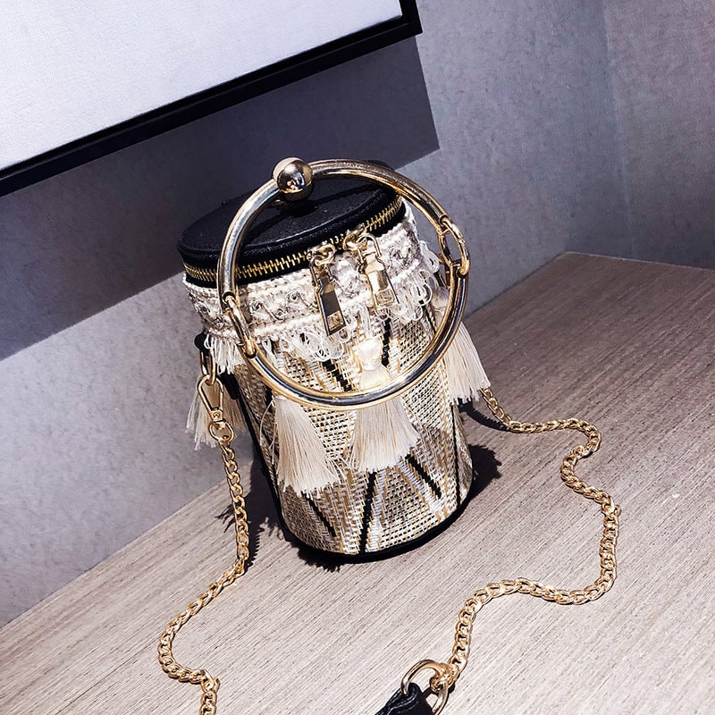 Luxury Handbag Women Bag Designer Retro Weave Feather Tassel lady Shoulder Bag Image 1