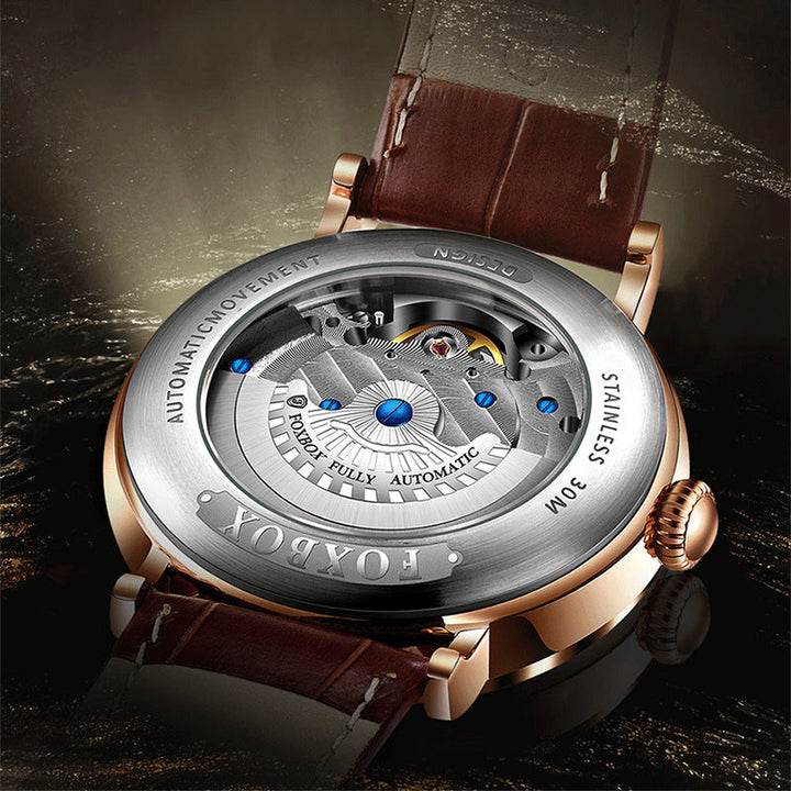 Mens Mechanical Watch Diamond Set Commemorative Waterproof Image 3