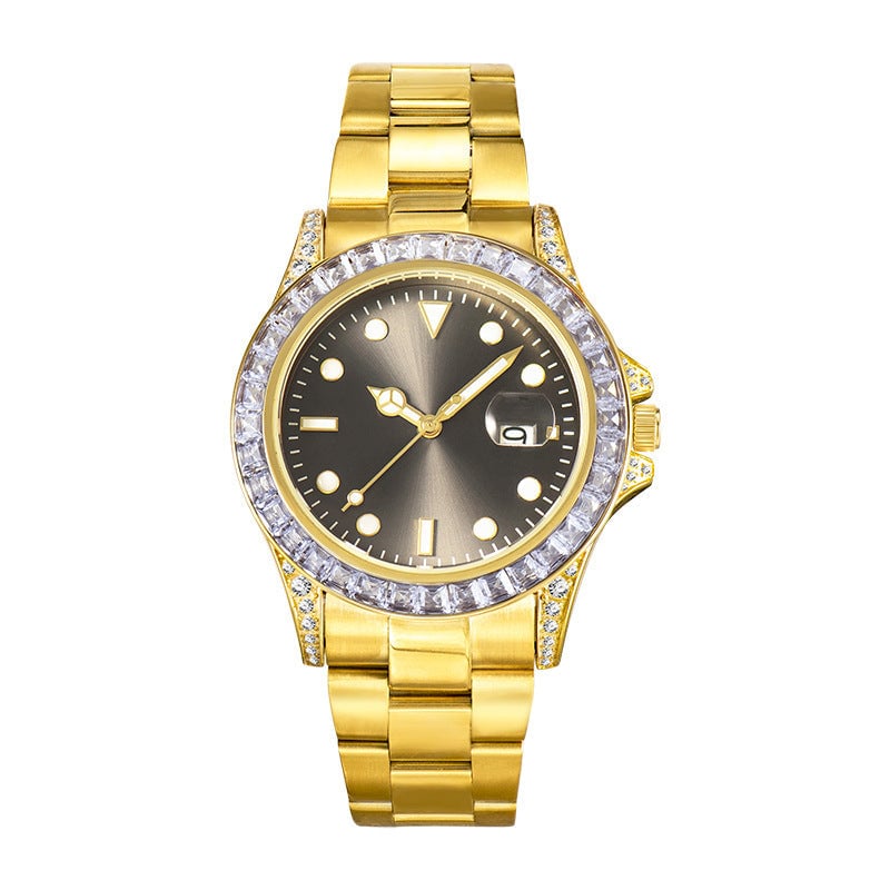 Mens Fashion Diamond-set Stainless Steel Luminous Watch Image 1