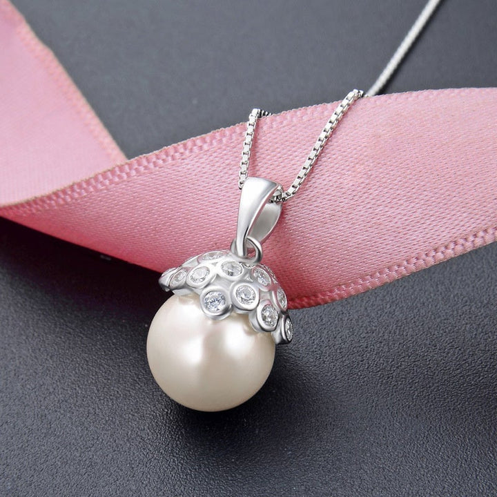 Pearl Jewelry Set S925 Silver Shell Beads Pendant Girls Fashion Zircon Earrings Freshwater Beads Ring Wholesale Image 1