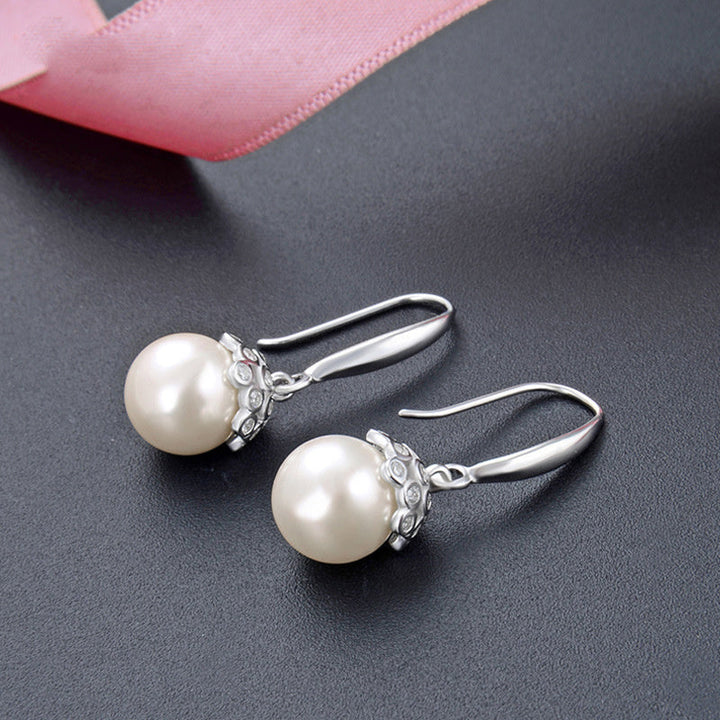 Pearl Jewelry Set S925 Silver Shell Beads Pendant Girls Fashion Zircon Earrings Freshwater Beads Ring Wholesale Image 1