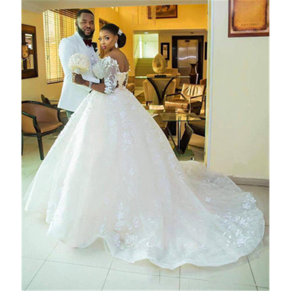 Pregnant Women Princess Wedding Dress Wedding Plus Size Tail Wedding Dress Image 2