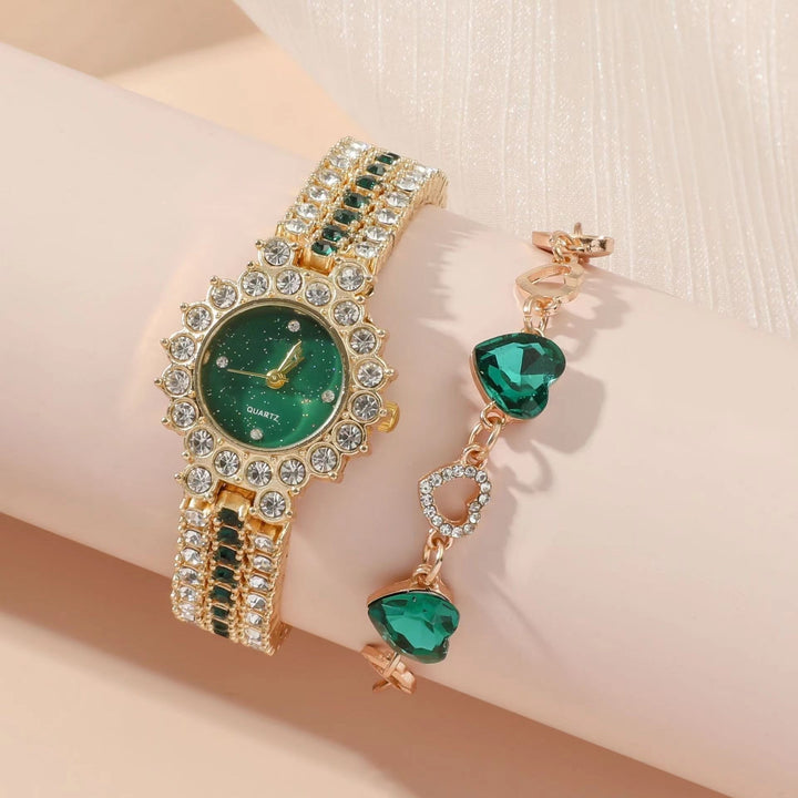 Popular Small Green Watch Womens Steel Belt Quartz Watch Ring Gift Set Boxed Five-piece Set Image 4