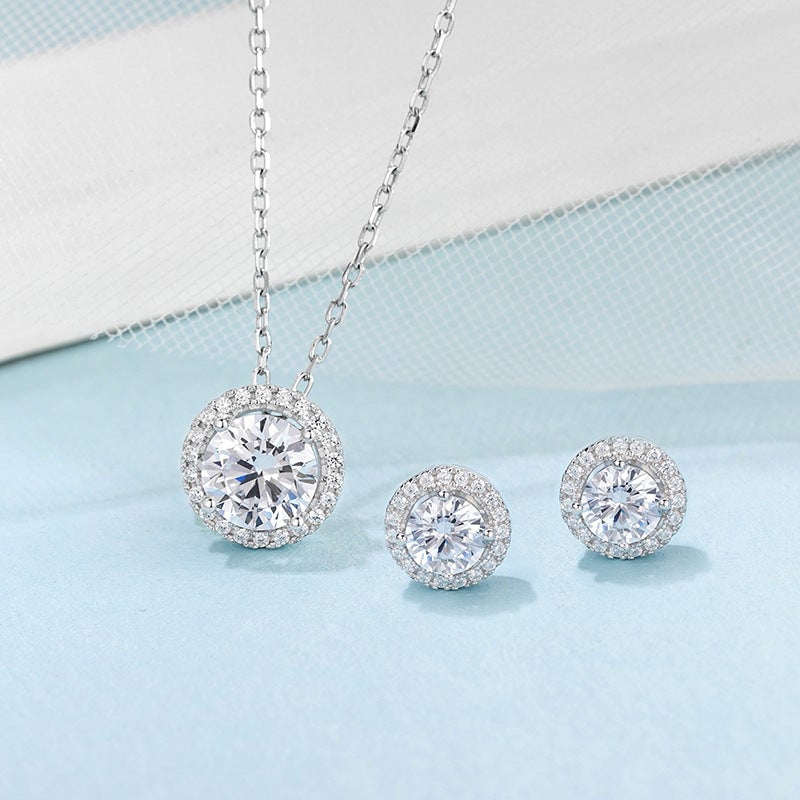 S925 Sterling Silver Moissanite Jewelry Set Image 1