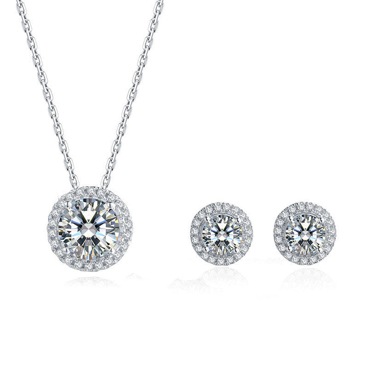 S925 Sterling Silver Moissanite Jewelry Set Image 2