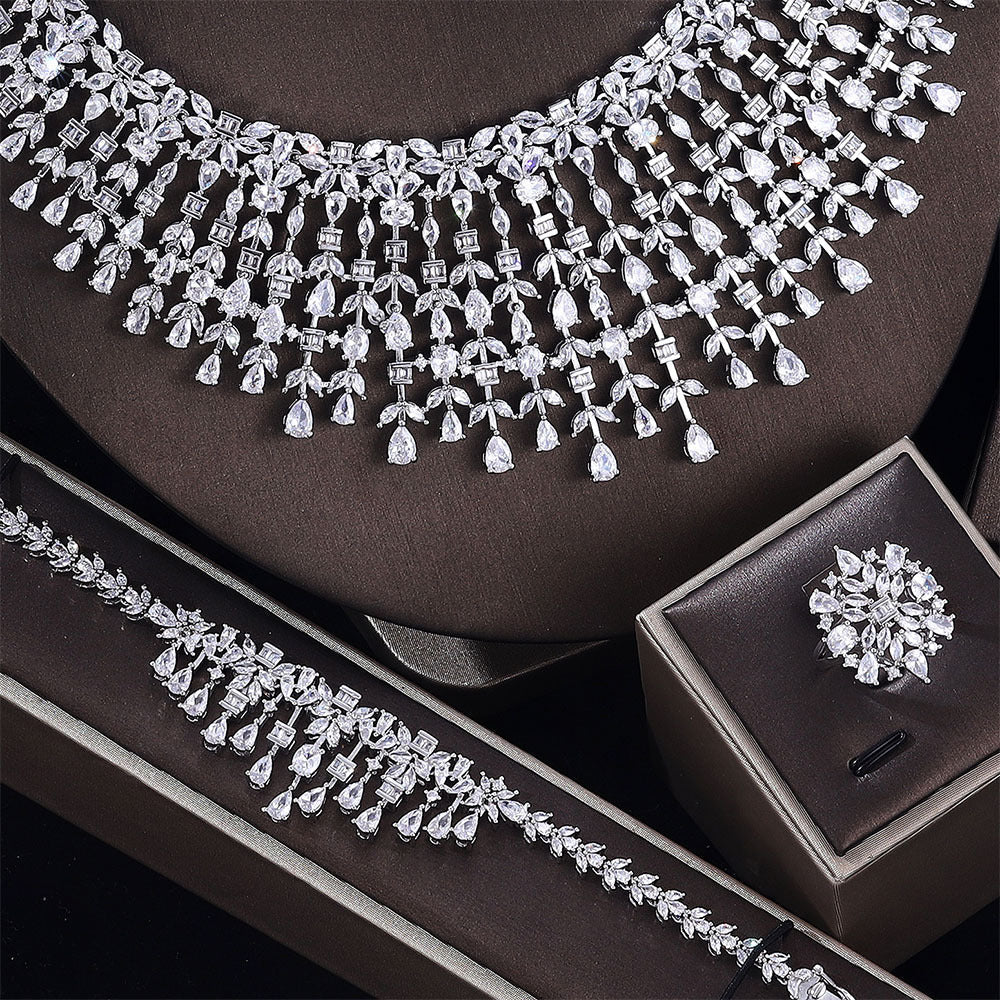 Shiny Zircon Bridal Jewelry Set Image 4