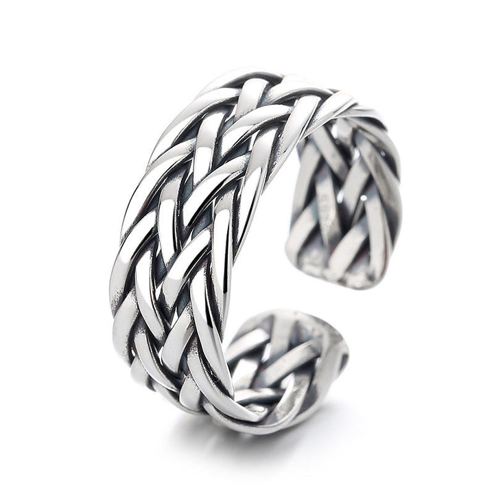 Sterling Silver Vintage Distressed Handmade Woven Twisted Ring Image 3