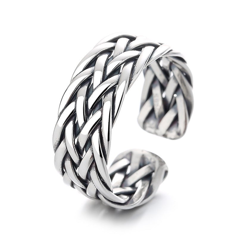 Sterling Silver Vintage Distressed Handmade Woven Twisted Ring Image 1