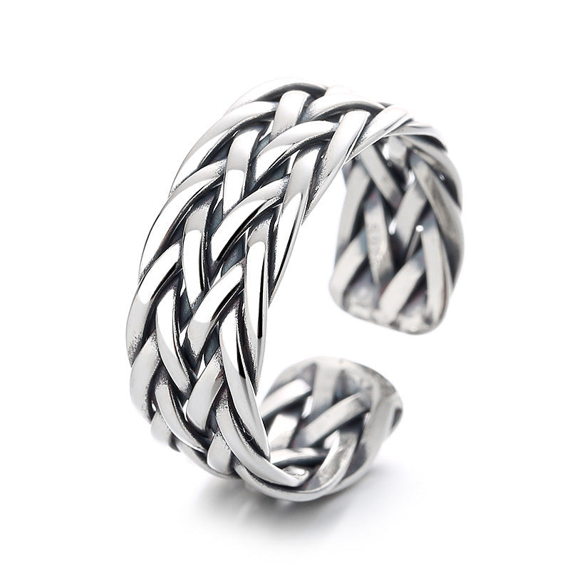 Sterling Silver Vintage Distressed Handmade Woven Twisted Ring Image 4