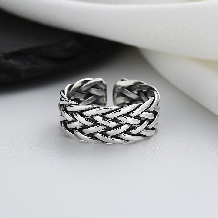 Sterling Silver Vintage Distressed Handmade Woven Twisted Ring Image 6