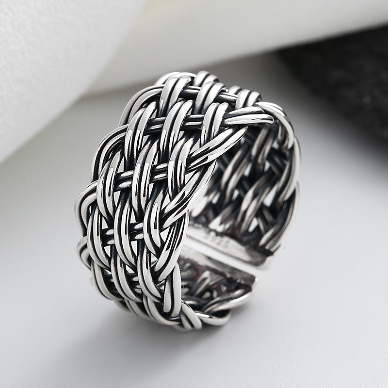 Sterling Silver Vintage Distressed Handmade Woven Twisted Ring Image 9