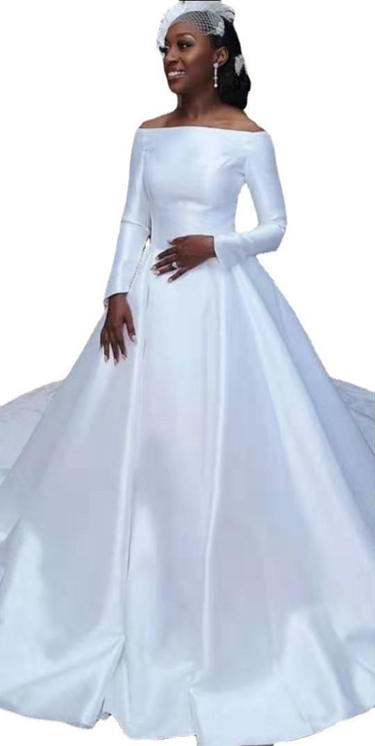 Temperament Simple Slender Show Thick Arm Wedding Dress Image 2