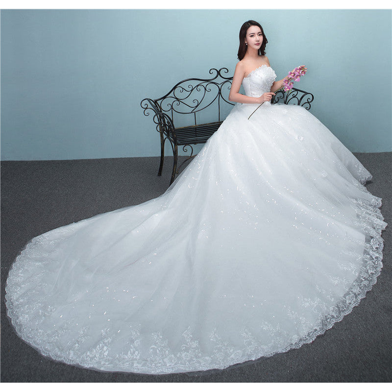 Wedding bride wedding dress  large tail size wedding dress factory wholesale TH52 Image 1