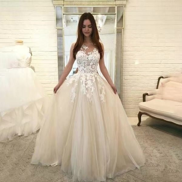 Women Wedding Dress Sleevless Flowers Lace Dress Image 6