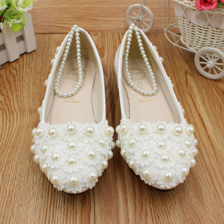 White Wedding Dress Flat Shoes Female Image 4