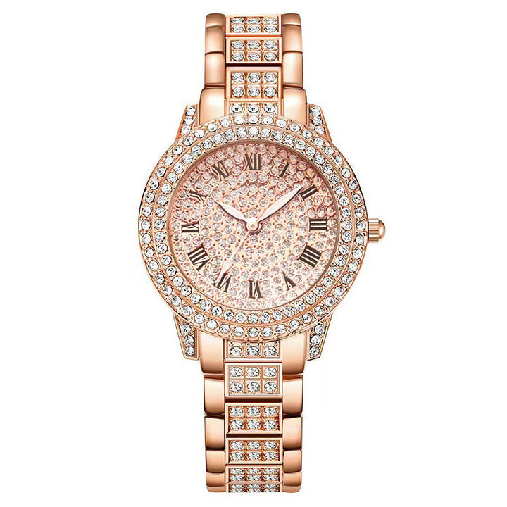 Womens Diamond Fashion Roman Quartz Watch Five-piece Set Image 2