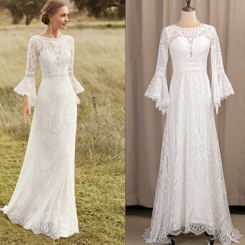 Womens Long-sleeved Wedding Dress Image 1