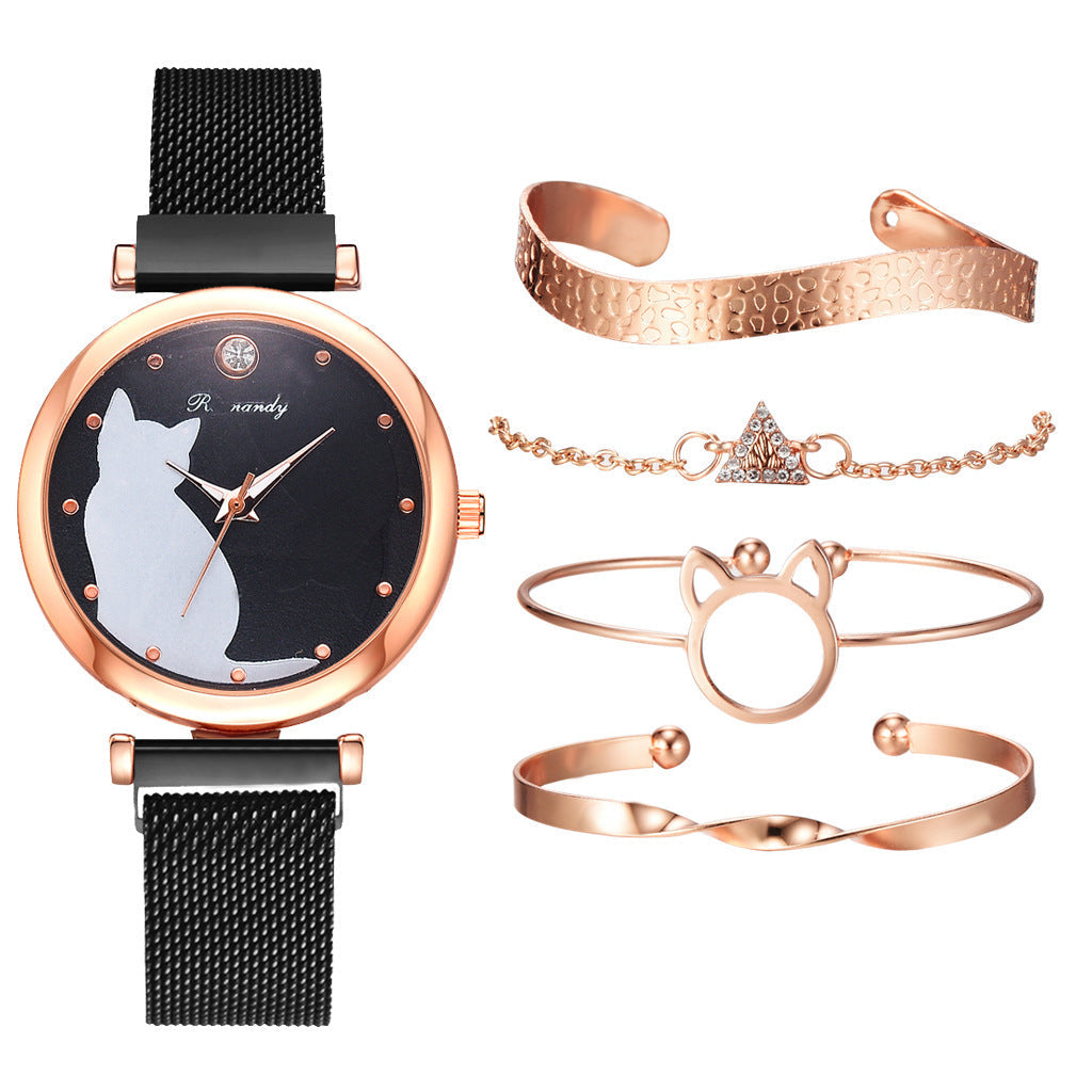 Womens cat watch bracelet set Image 3