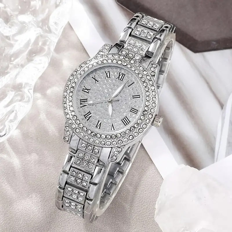 Womens Diamond Fashion Roman Quartz Watch Five-piece Set Image 7