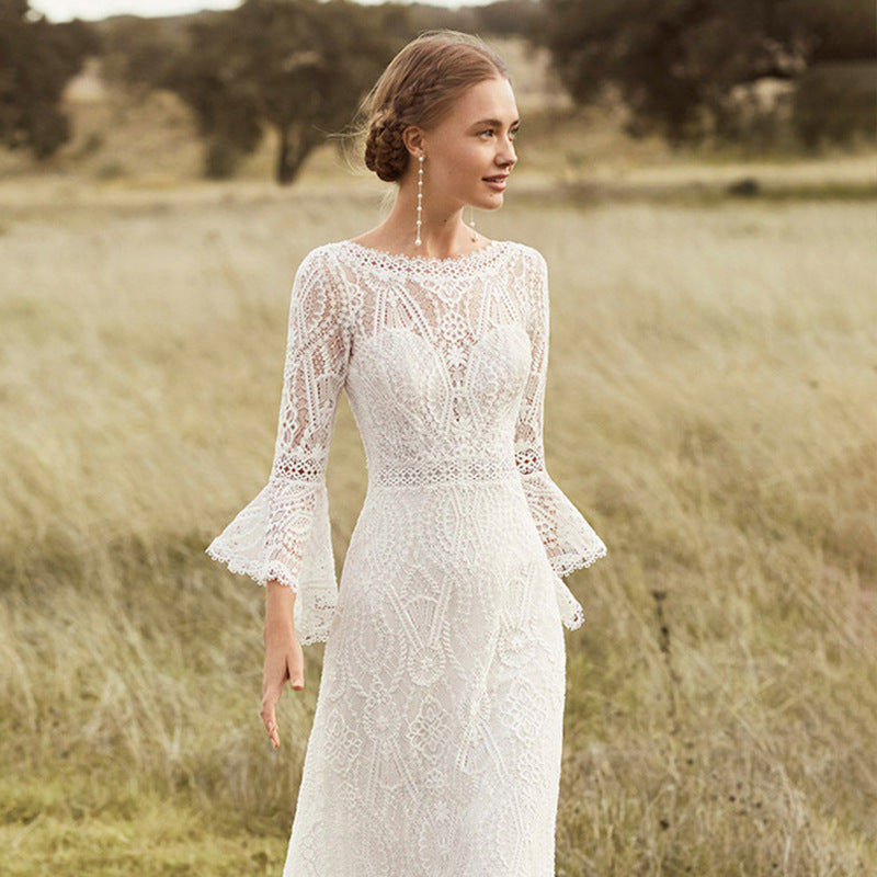 Womens Long-sleeved Wedding Dress Image 3