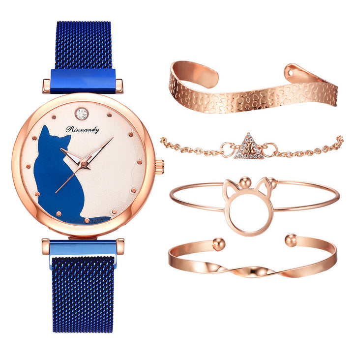 Womens cat watch bracelet set Image 4