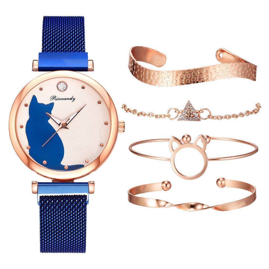 Womens cat watch bracelet set Image 1