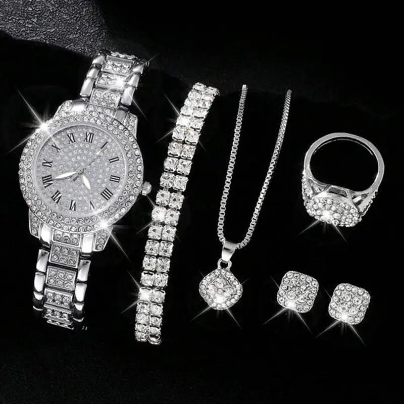 Womens Diamond Fashion Roman Quartz Watch Five-piece Set Image 1