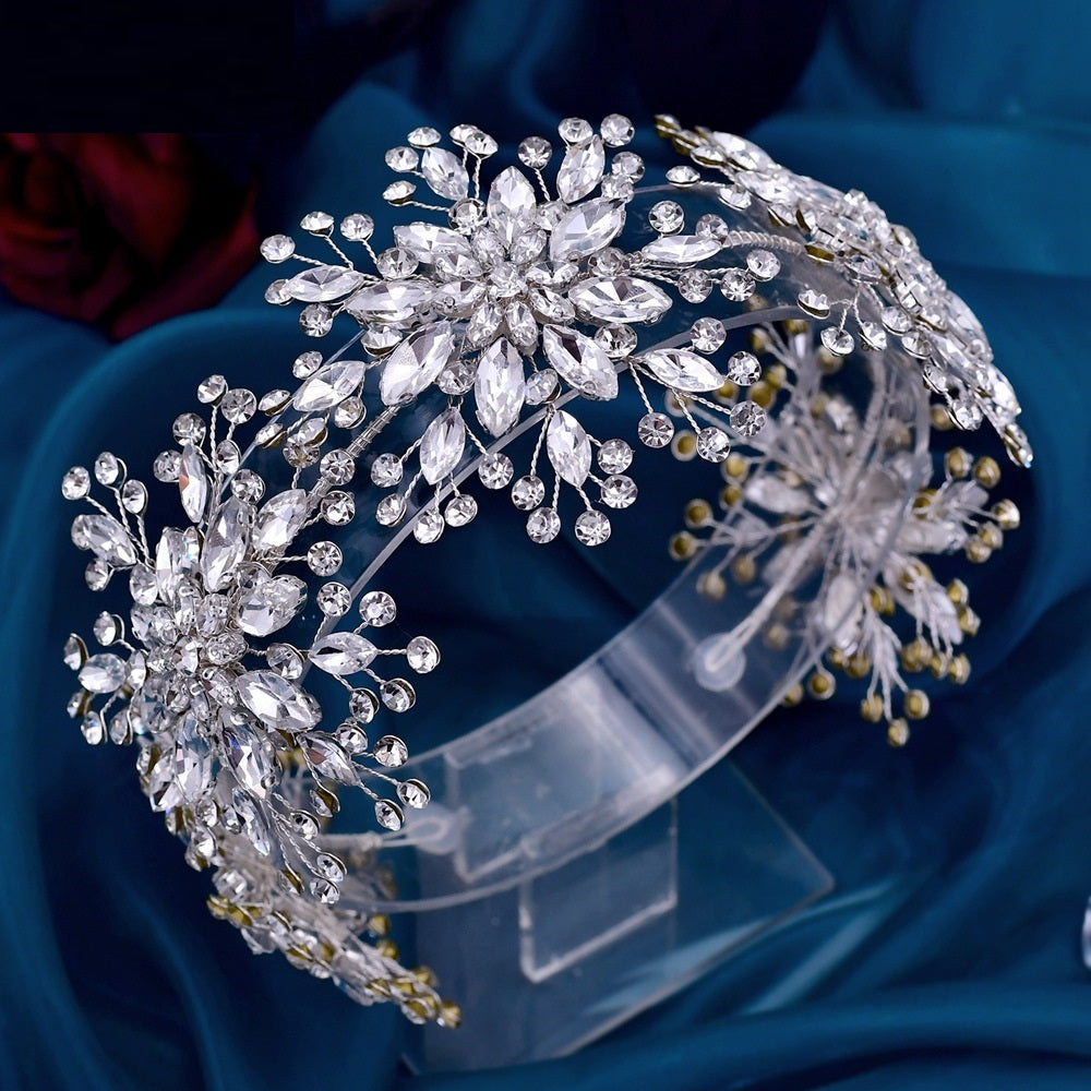 3D Flower Rhinestone Hair Band Wedding Dress Accessories Image 6