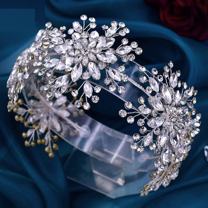 3D Flower Rhinestone Hair Band Wedding Dress Accessories Image 7