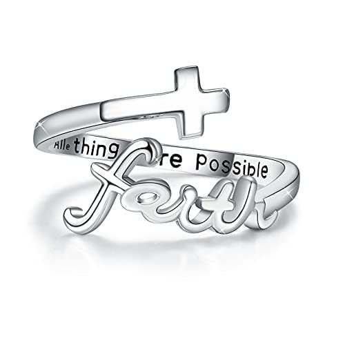 Cross Rings 925 Sterling Silver Faith Adjustable Rings Open Rings Cross Ring Jewellery For Mother Women Men Women Gifts Image 4