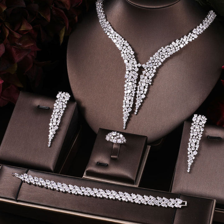 Cubic Zircon Water Drop Jewelry Set Image 1