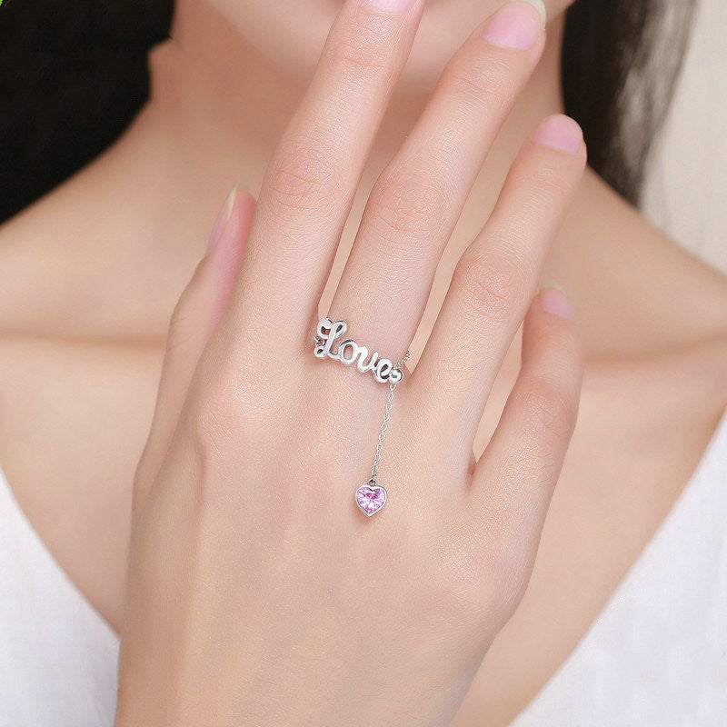 Ladies 925 Silver Beautiful Love Chain Ring Image 4