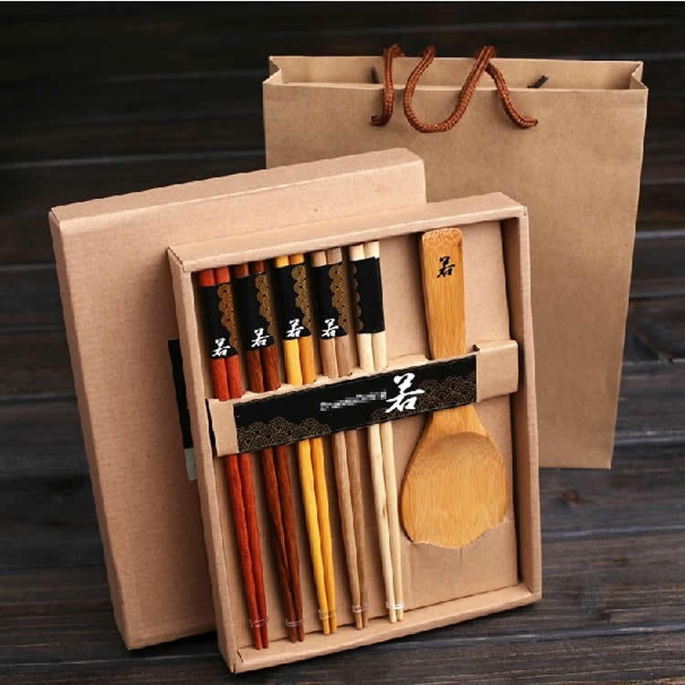 Log chopsticks rice spoon gift box set Japanese tableware promotional gifts Image 1