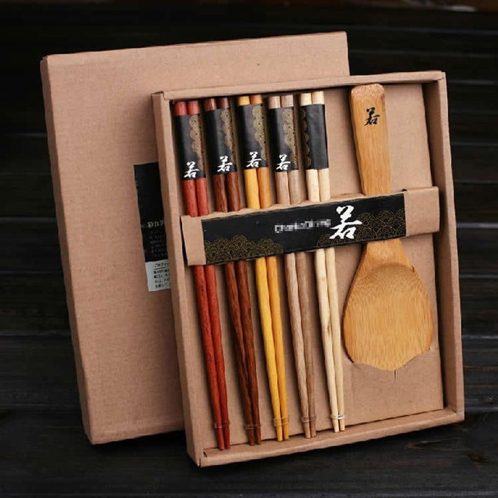 Log chopsticks rice spoon gift box set Japanese tableware promotional gifts Image 3