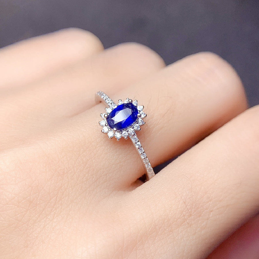 Natural Sapphire Ring S925 Silver Female Accessories Main Stone Image 1