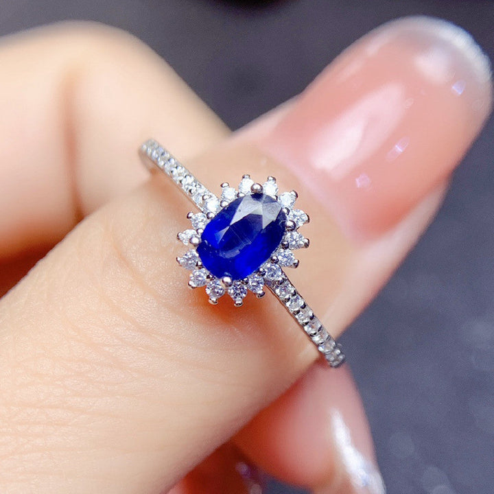 Natural Sapphire Ring S925 Silver Female Accessories Main Stone Image 3