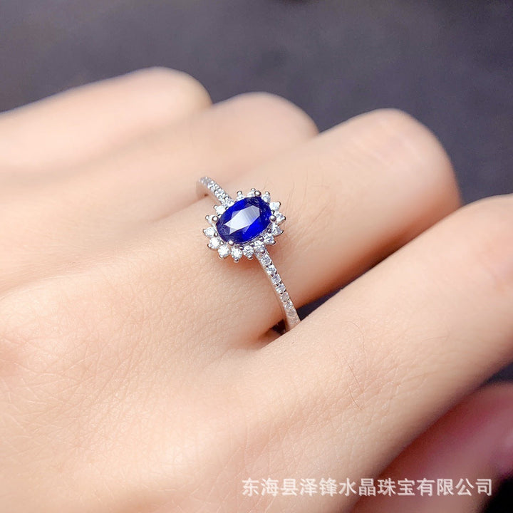 Natural Sapphire Ring S925 Silver Female Accessories Main Stone Image 4