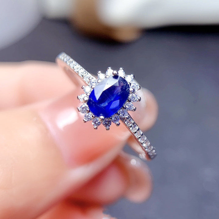 Natural Sapphire Ring S925 Silver Female Accessories Main Stone Image 6